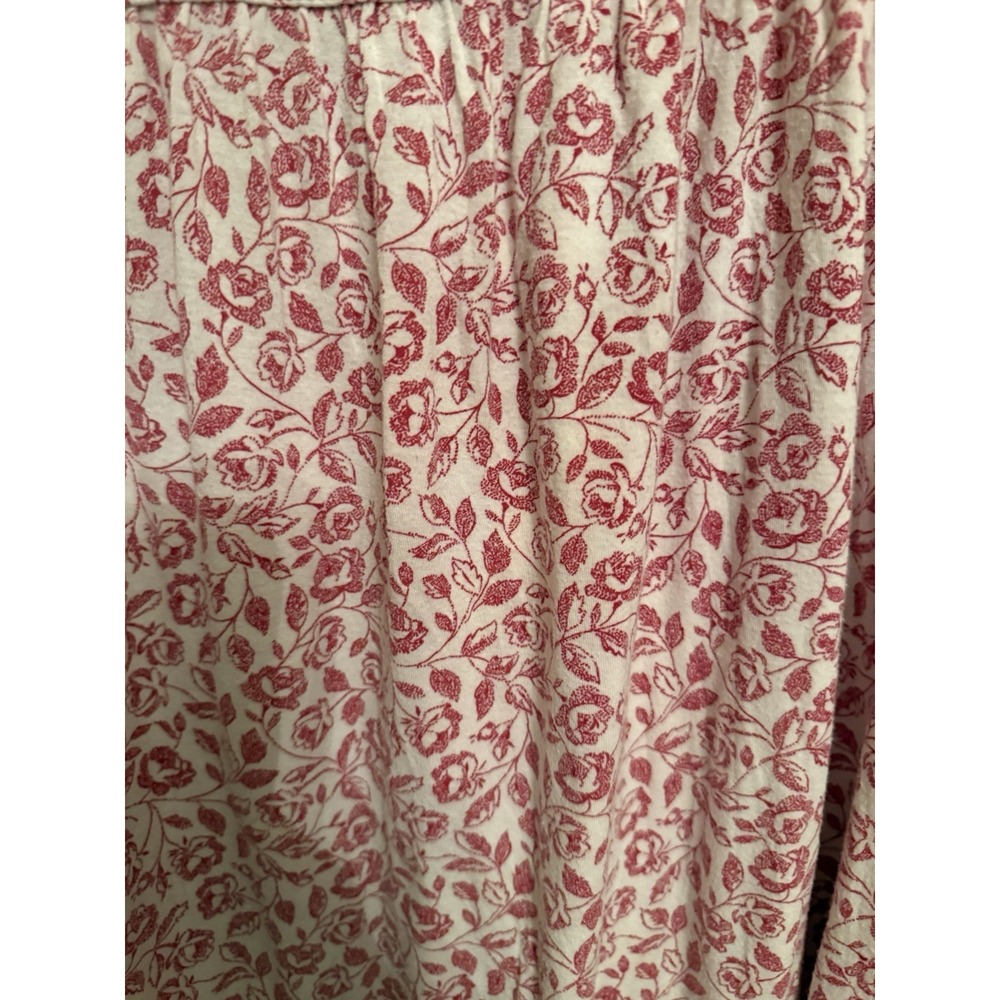 Eileen West Red White Floral Nightgown Lace Trim Button Front Soft Knit Sz XL - Picture 7 of 10